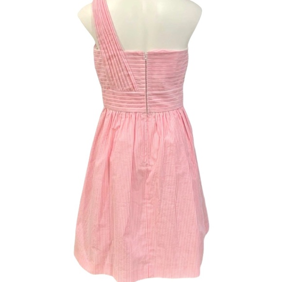 🎀HP🎀 Lilly Pulitzer ADDISON SEERSUCKER one shoulder pink white DRESS 8 NWT - Picture 5 of 16